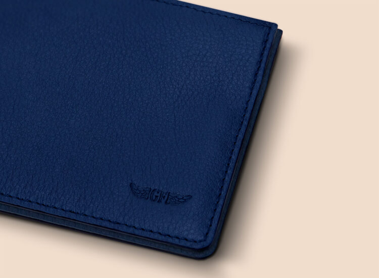 Berto Slim Plus Wallet Navy Leather Details