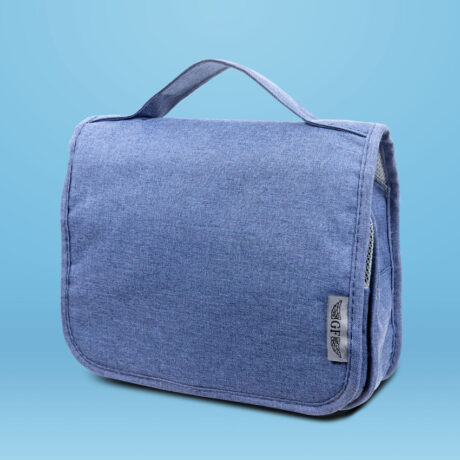 Essential Travel Toiletry Bag With Hanging Hook Blue Front